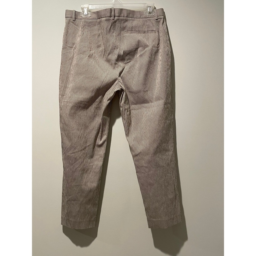 Theory Nordstrom Treeca Beige White Seersucker Striped Stretch Trousers Pants 10 - Picture 4 of 9